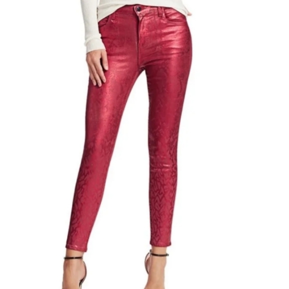 J Brand Denim - J Brand Red Alana Python snakeskin